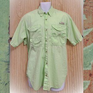 Columbia PFG Men's Medium Fishing Shirt Lime Green Vented Short Sleeve Outdoor